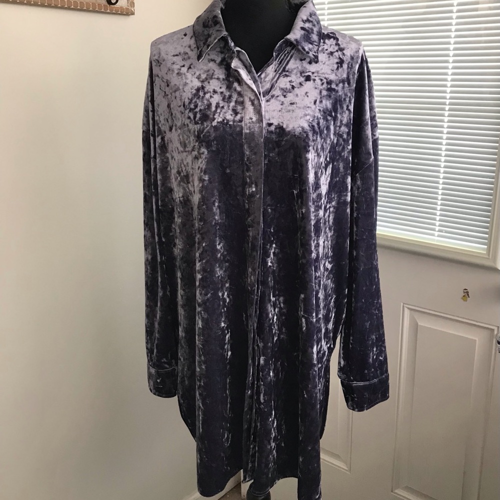 Nina Parker Women's Soft Crushed Velvet Tunic Mini-Dress Size 2XL